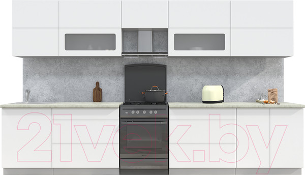 Изображение товара Кухонный гарнитур Интерлиния Мила Матте 3.6 Б (белый/белый/опал светлый)