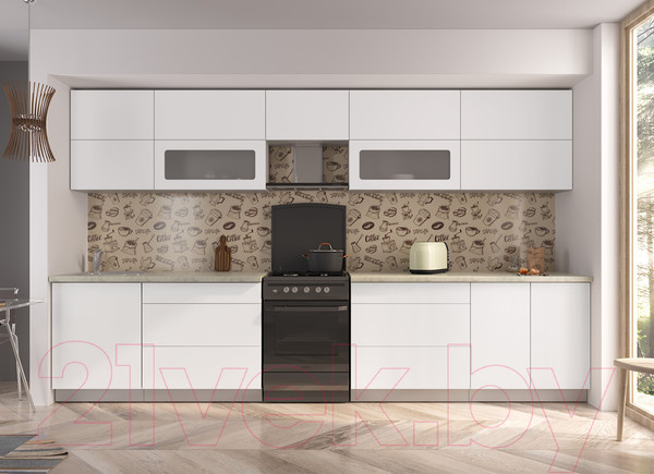 Изображение товара Кухонный гарнитур Интерлиния Мила Матте 3.6 Б (белый/белый/опал светлый)