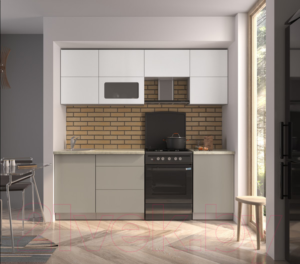 Изображение товара Кухонный гарнитур Интерлиния Мила Матте 2.1 Б (белый/луна/опал светлый)