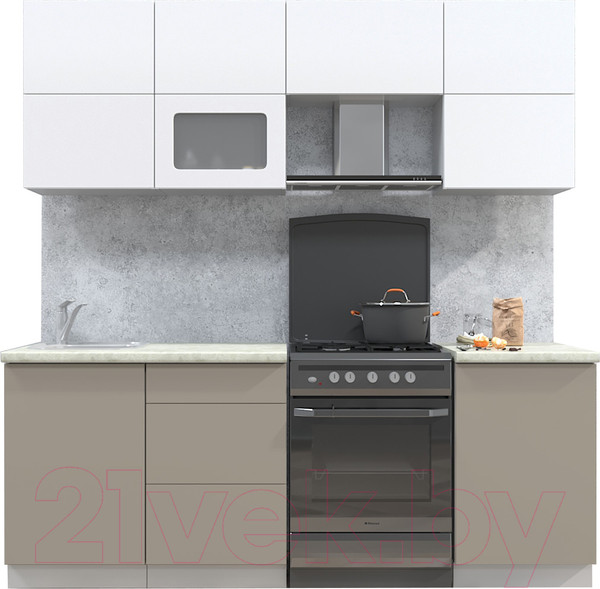 Изображение товара Кухонный гарнитур Интерлиния Мила Матте 2.1 Б (белый/луна/опал светлый)