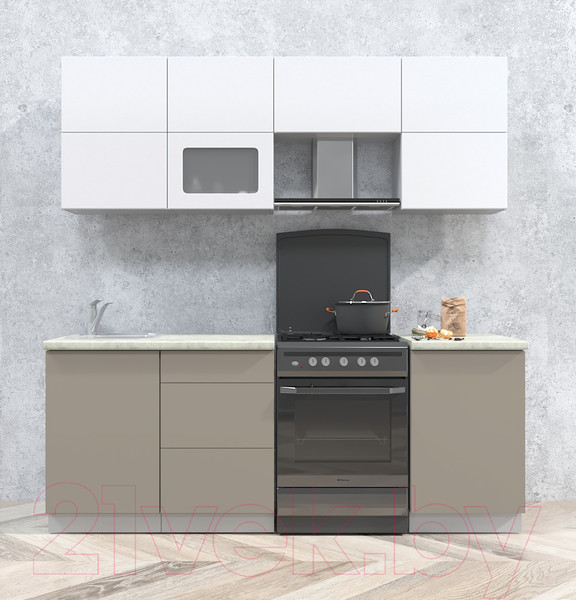 Изображение товара Кухонный гарнитур Интерлиния Мила Матте 2.1 Б (белый/луна/опал светлый)