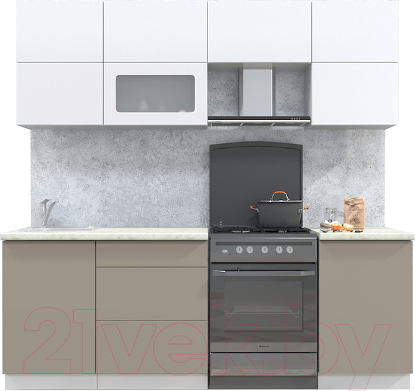 Изображение товара Кухонный гарнитур Интерлиния Мила Матте 2.2 Б (белый/луна/опал светлый)