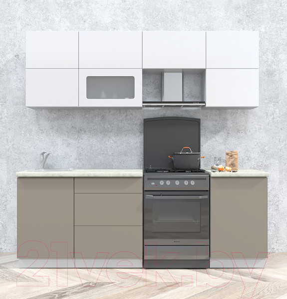 Изображение товара Кухонный гарнитур Интерлиния Мила Матте 2.2 Б (белый/луна/опал светлый)