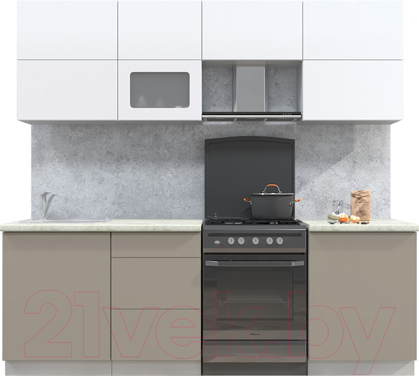 Изображение товара Кухонный гарнитур Интерлиния Мила Матте 2.3 Б (белый/луна/опал светлый)