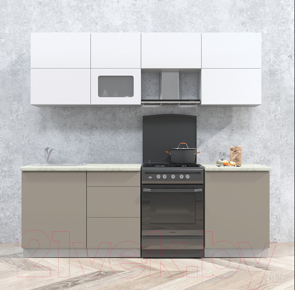 Изображение товара Кухонный гарнитур Интерлиния Мила Матте 2.3 Б (белый/луна/опал светлый)