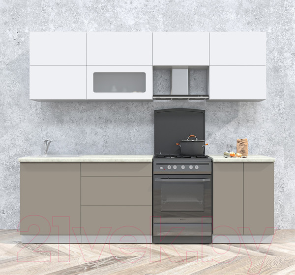 Изображение товара Кухонный гарнитур Интерлиния Мила Матте 2.5 Б (белый/луна/опал светлый)