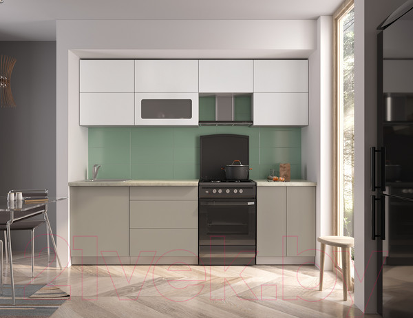 Изображение товара Кухонный гарнитур Интерлиния Мила Матте 2.5 Б (белый/луна/опал светлый)