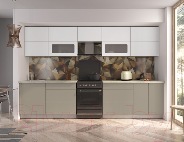 Изображение товара Кухонный гарнитур Интерлиния Мила Матте 3.3 Б (белый/луна/опал светлый)