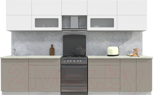 Изображение товара Кухонный гарнитур Интерлиния Мила Матте 3.3 Б (белый/луна/опал светлый)