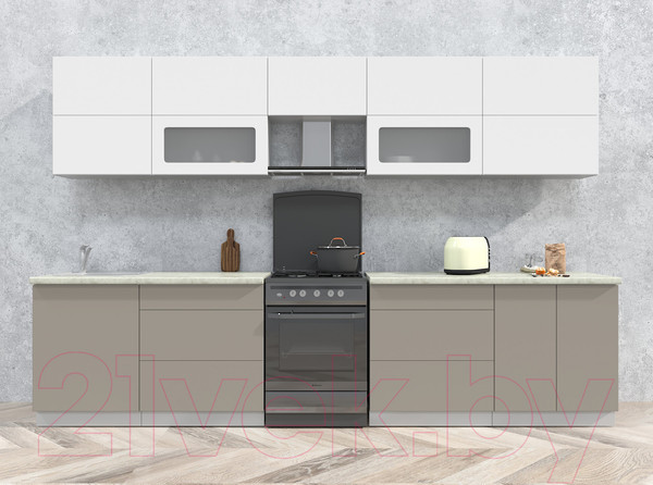 Изображение товара Кухонный гарнитур Интерлиния Мила Матте 3.3 Б (белый/луна/опал светлый)