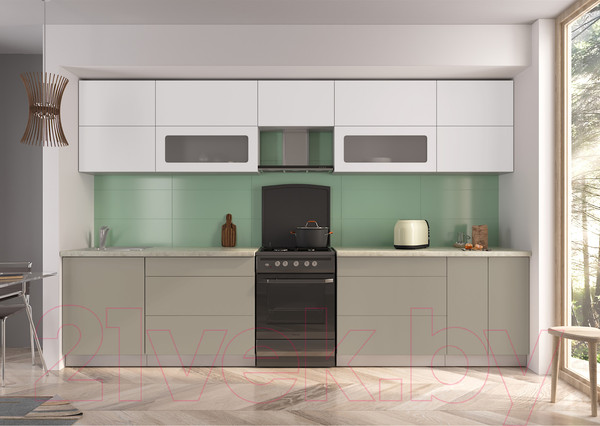 Изображение товара Кухонный гарнитур Интерлиния Мила Матте 3.4 Б (белый/луна/опал светлый)