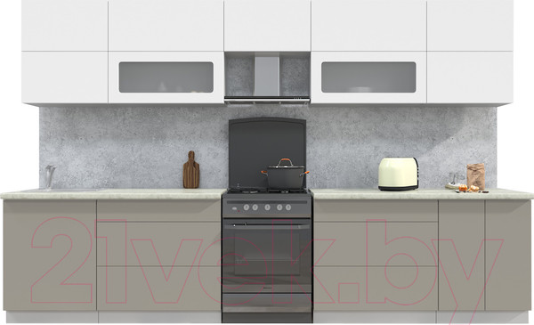 Изображение товара Кухонный гарнитур Интерлиния Мила Матте 3.4 Б (белый/луна/опал светлый)