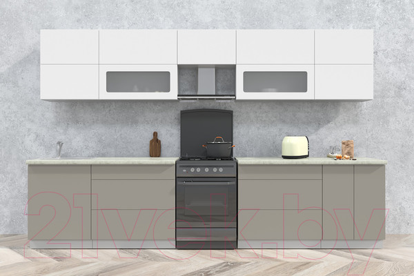 Изображение товара Кухонный гарнитур Интерлиния Мила Матте 3.4 Б (белый/луна/опал светлый)
