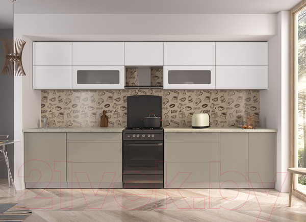 Изображение товара Кухонный гарнитур Интерлиния Мила Матте 3.6 Б (белый/луна/опал светлый)