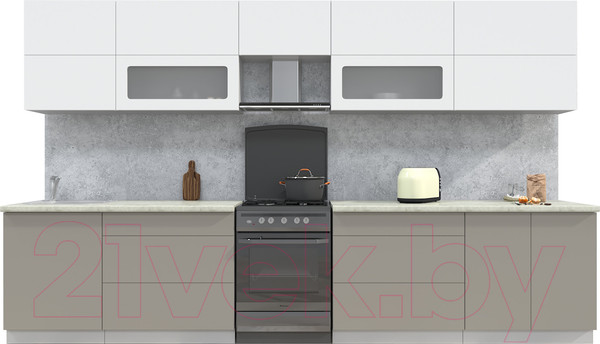 Изображение товара Кухонный гарнитур Интерлиния Мила Матте 3.6 Б (белый/луна/опал светлый)