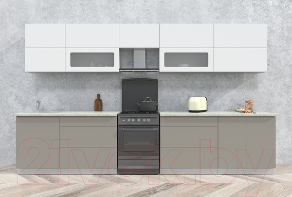 Изображение товара Кухонный гарнитур Интерлиния Мила Матте 3.6 Б (белый/луна/опал светлый)