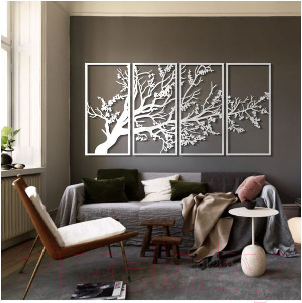 Изображение товара Декор настенный Arthata Ветви осени 95x190-V / 126-4 (белый)