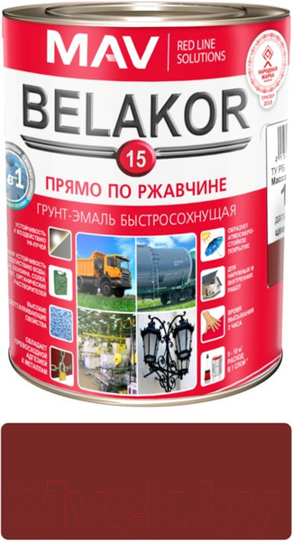 Изображение товара Грунт-эмаль MAV Belakor-15 (1л, матовый красно-коричневый)