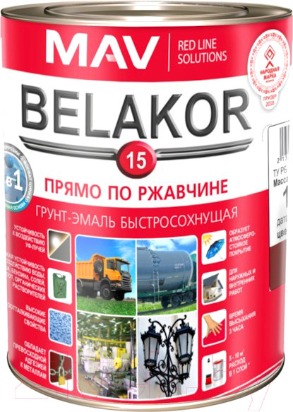 Изображение товара Грунт-эмаль MAV Belakor-15 (1л, матовый красно-коричневый)