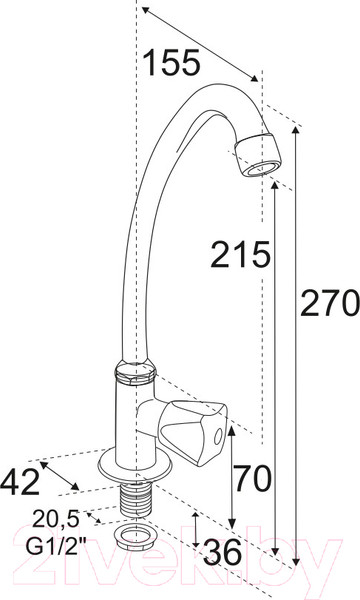 Изображение товара Кран на одну воду Центр Сантехники КрН-11/2К D16 М_Крест / СМ509710