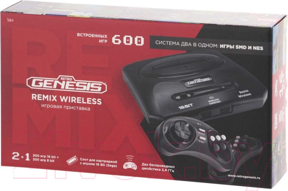 Изображение товара Игровая приставка Retro Genesis Remix Wireless (8+16Bit) 600 игр / ConSkDn101