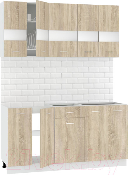 Изображение товара Кухонный гарнитур Кортекс-мебель Корнелия Экстра 1.6 без столешницы (дуб сонома)
