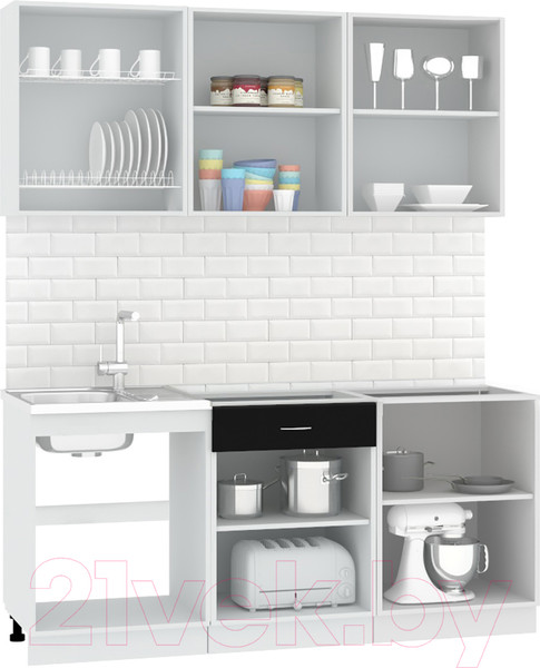 Изображение товара Кухонный гарнитур Кортекс-мебель Корнелия Экстра 1.8 без столешницы (дуб сонома)