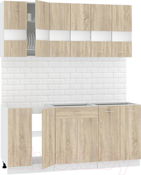 Изображение товара Кухонный гарнитур Кортекс-мебель Корнелия Экстра 1.8 без столешницы (дуб сонома)