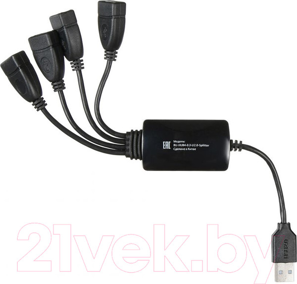 Изображение товара USB-хаб Buro BU-HUB4-0.3-U2.0-Splitter (черный)