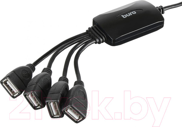 Изображение товара USB-хаб Buro BU-HUB4-0.3-U2.0-Splitter (черный)