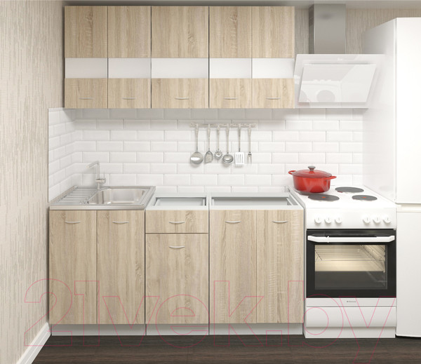 Изображение товара Кухонный гарнитур Кортекс-мебель Корнелия Экстра 1.6 без столешницы (дуб сонома/венге)