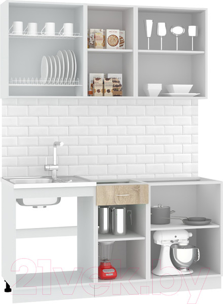 Изображение товара Кухонный гарнитур Кортекс-мебель Корнелия Экстра 1.6 без столешницы (дуб сонома/венге)