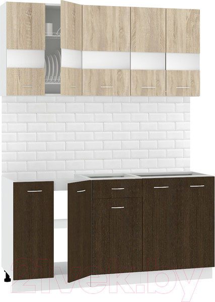 Изображение товара Кухонный гарнитур Кортекс-мебель Корнелия Экстра 1.6 без столешницы (дуб сонома/венге)