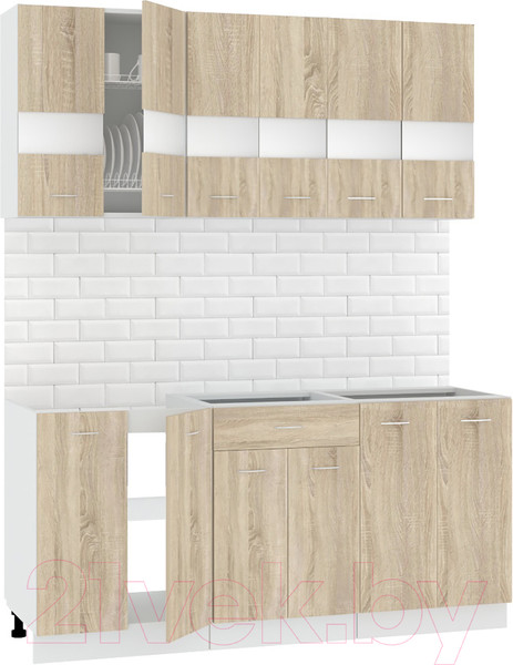 Изображение товара Кухонный гарнитур Кортекс-мебель Корнелия Экстра 1.7 без столешницы (дуб сонома)