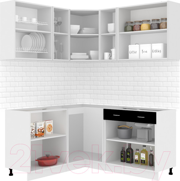 Изображение товара Кухонный гарнитур Кортекс-мебель Корнелия Экстра 1.5x1.7 без столешницы (дуб сонома/венге)