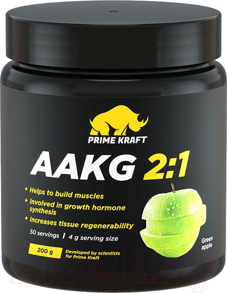 Изображение товара Аминокислота AAKG Prime Kraft 2:1 (200г, зеленое яблоко)