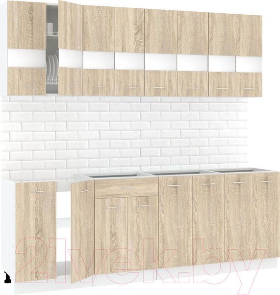Изображение товара Кухонный гарнитур Кортекс-мебель Корнелия Экстра 2.3 без столешницы (дуб сонома)