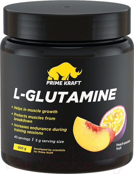 Изображение товара L-глютамин Prime Kraft 200г (персик-маракуйя)