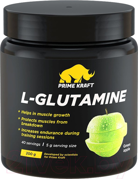 Изображение товара L-глютамин Prime Kraft 200г (зеленое яблоко)