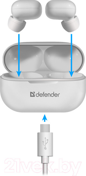 Изображение товара Беспроводные наушники Defender Twins 905 / 63906 (белый)