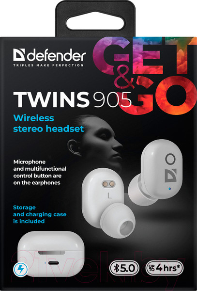 Изображение товара Беспроводные наушники Defender Twins 905 / 63906 (белый)