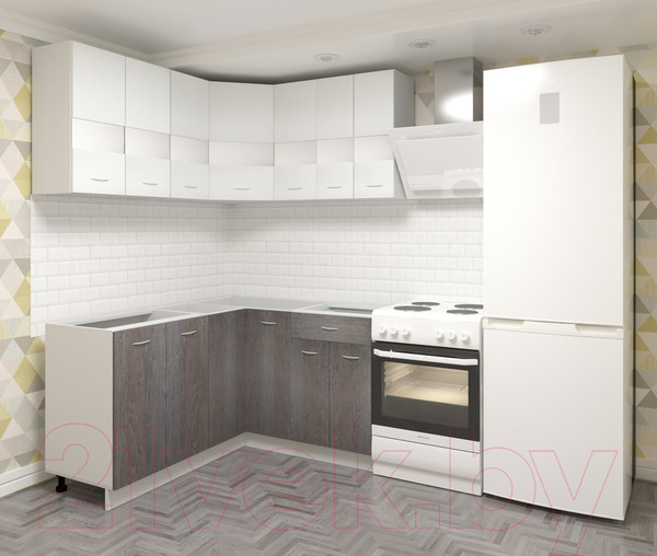 Изображение товара Кухонный гарнитур Кортекс-мебель Корнелия Экстра 1.5x1.4 без столешницы (дуб сонома)