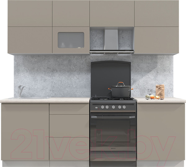 Изображение товара Кухонный гарнитур Интерлиния Мила Матте 2.3 Б (луна/луна/травертин серый)