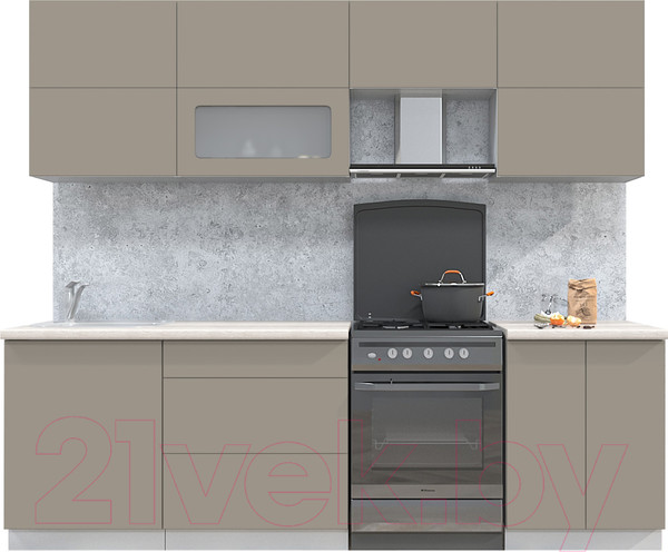 Изображение товара Кухонный гарнитур Интерлиния Мила Матте 2.5 Б (луна/луна/травертин серый)