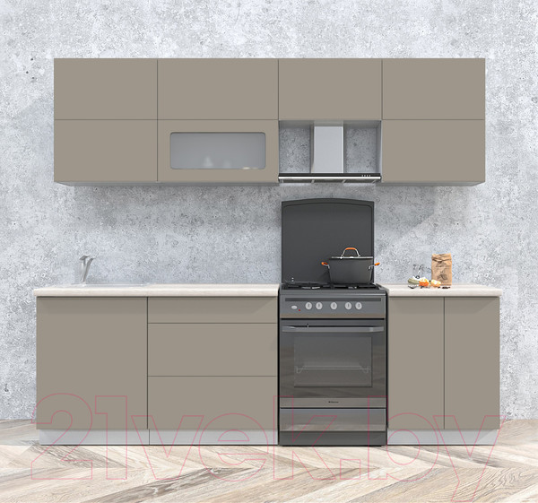 Изображение товара Кухонный гарнитур Интерлиния Мила Матте 2.5 Б (луна/луна/травертин серый)