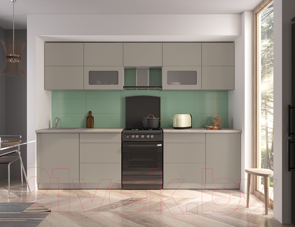 Изображение товара Кухонный гарнитур Интерлиния Мила Матте 2.9 Б (луна/луна/травертин серый)