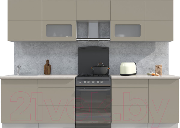 Изображение товара Кухонный гарнитур Интерлиния Мила Матте 2.9 Б (луна/луна/травертин серый)