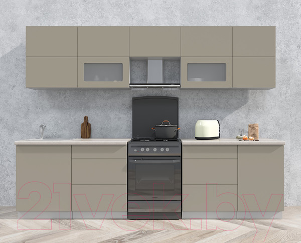 Изображение товара Кухонный гарнитур Интерлиния Мила Матте 2.9 Б (луна/луна/травертин серый)