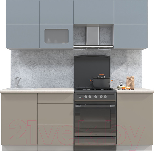 Изображение товара Кухонный гарнитур Интерлиния Мила Матте 2.1 Б (океан/луна/травертин серый)