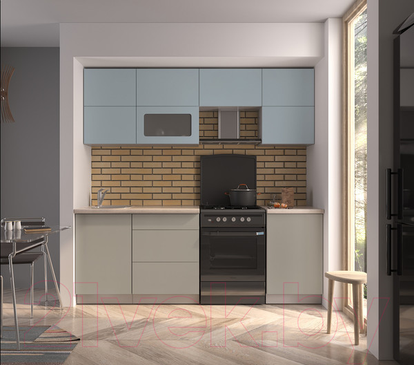 Изображение товара Кухонный гарнитур Интерлиния Мила Матте 2.2 Б (океан/луна/травертин серый)